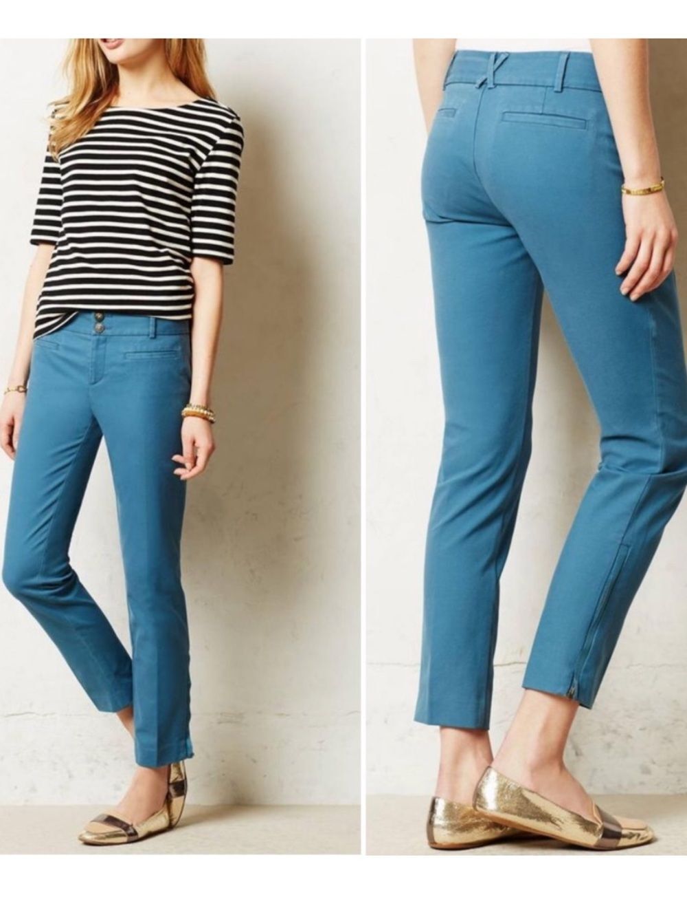 Anthropologie Cartonnier Charlie Ankle Trouser Pants Blue Womens 6